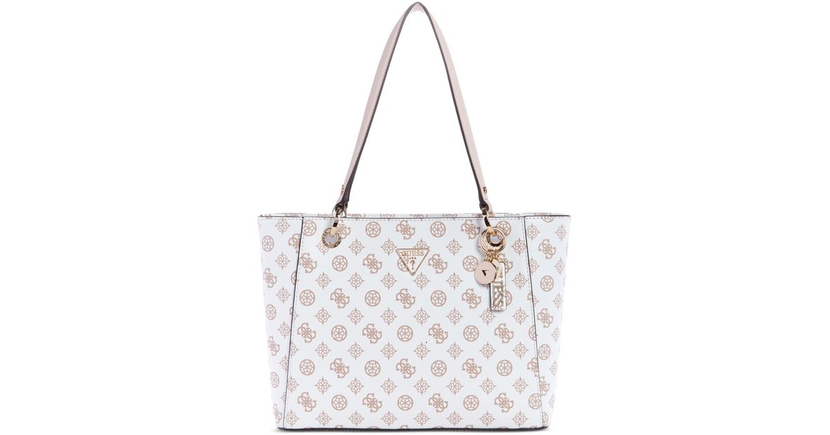 Guess Noelle Peony Logo Monogram Small Tote in White | Lyst