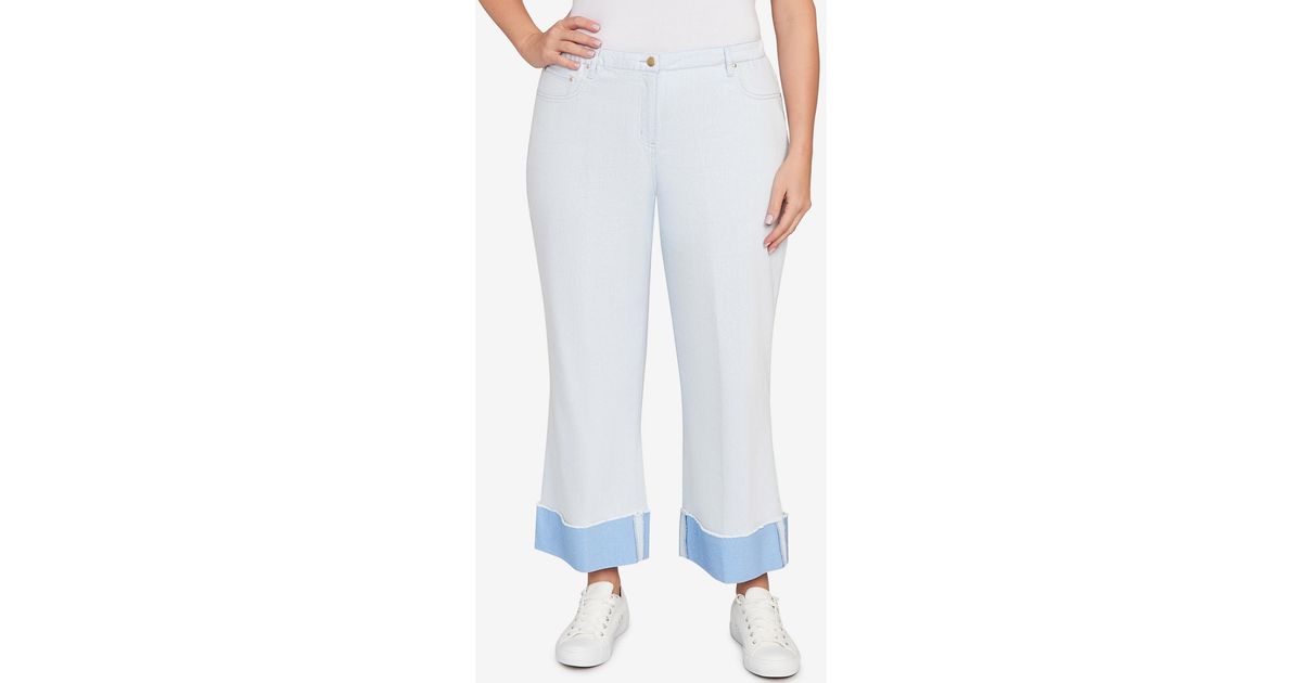 Ruby Rd. Plus Size Cuffed Pull-on Faux Fly Pants in White | Lyst