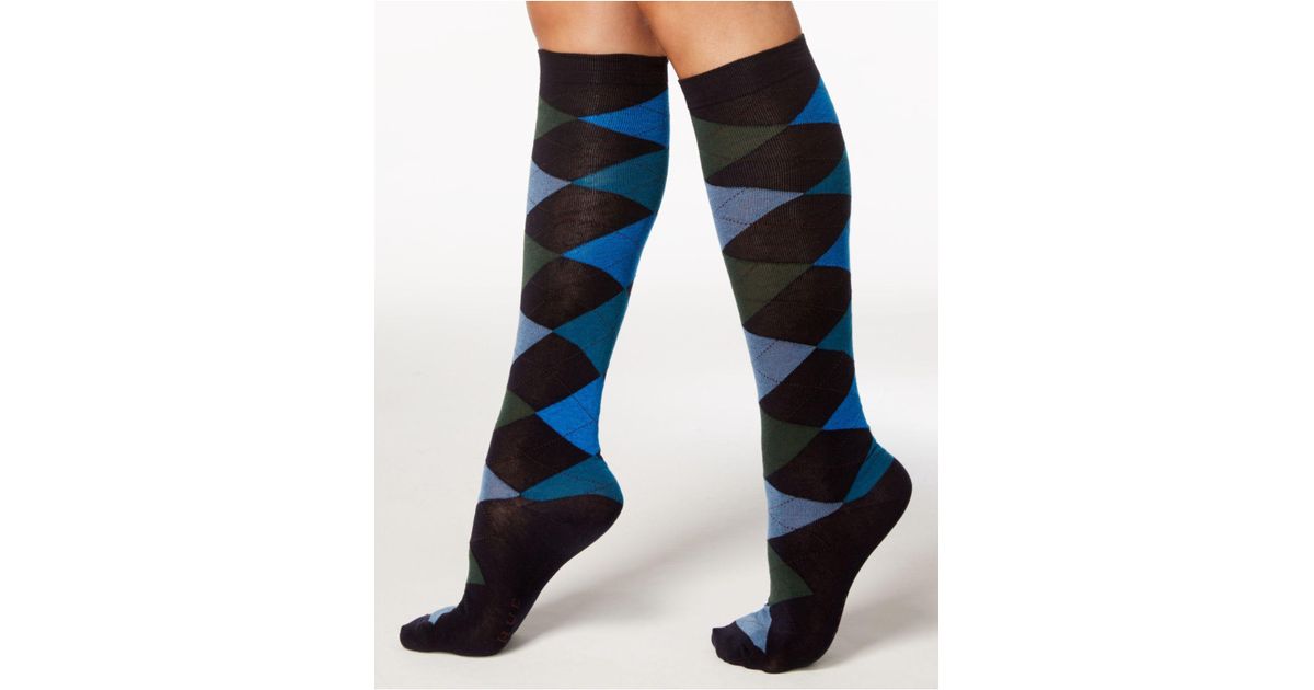 Hue Women's Argyle Knee Socks in Navy (Blue) Lyst