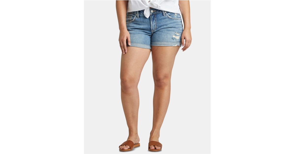 silver boyfriend jean shorts