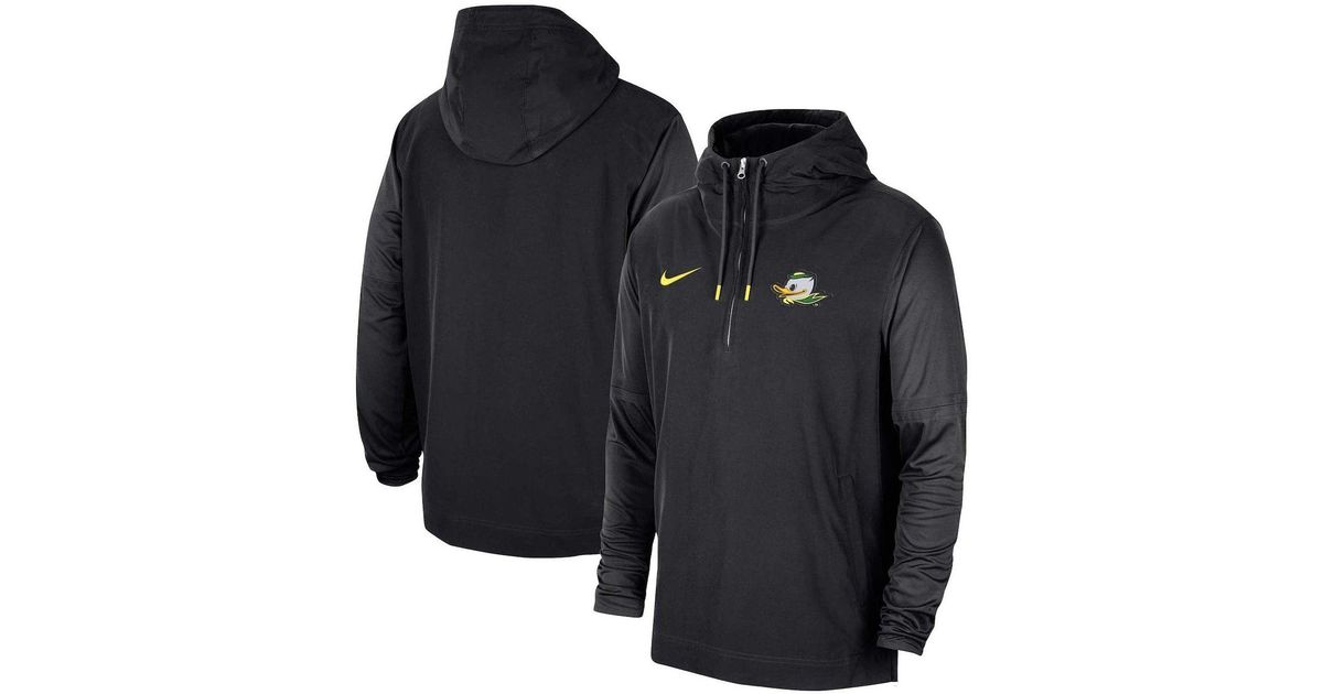 Nike Black Oregon Ducks 2023 Sideline Player Quarterzip Hoodie Jacket