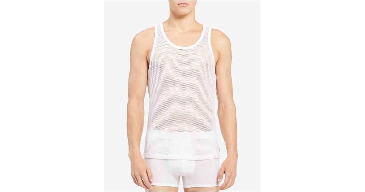Calvin Klein Mesh Tank Top in White for Men