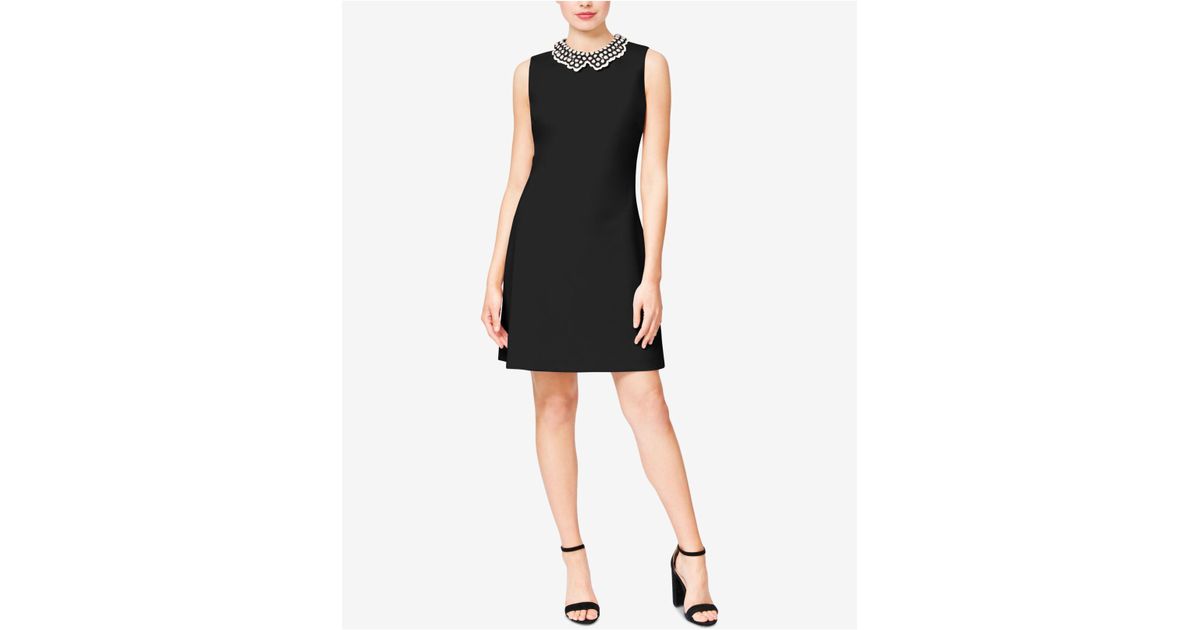 betsey johnson black dress with pearl collar