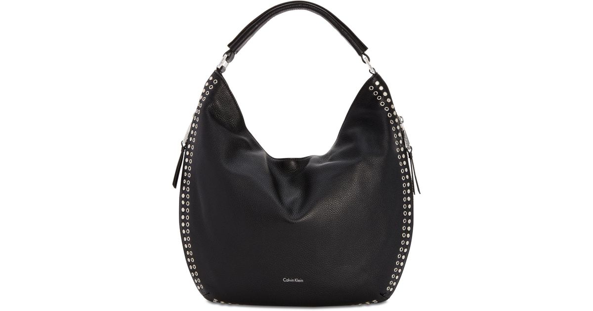 calvin klein pebble leather hobo