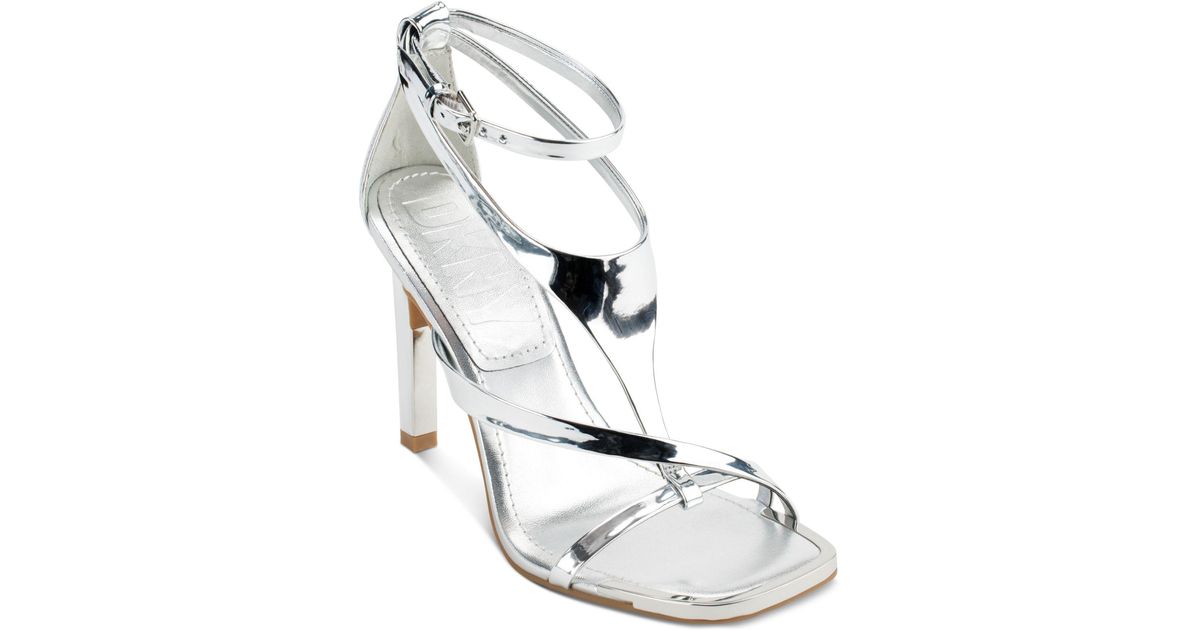DKNY Rubber Audrey Anklestrap Dress Sandals in Silver (White) Lyst