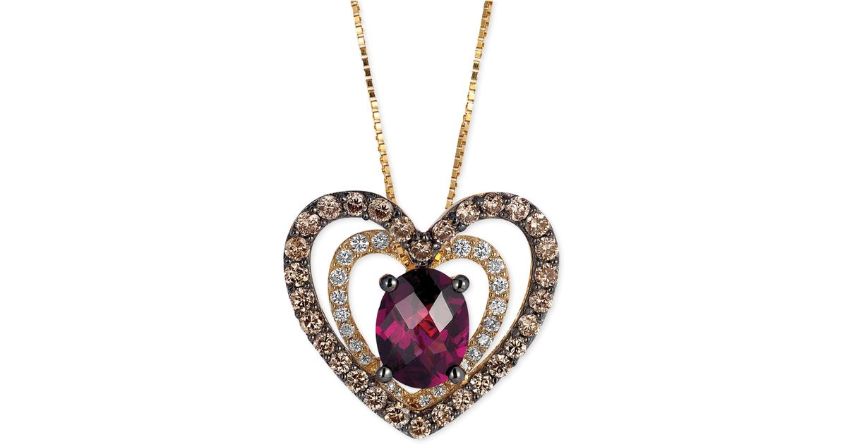 Le Vian Diamond Heart Necklace 1-1/6 ct tw 14K Honey Gold 19