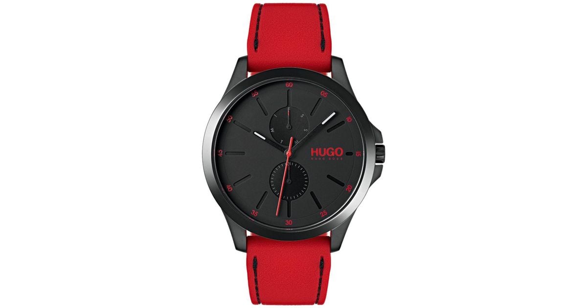 hugo boss watches black and red