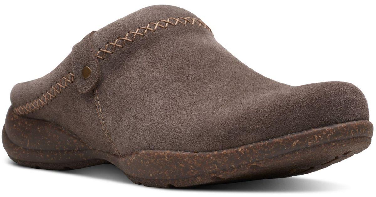 Clarks Suede Roseville Echo Clogs in Dark Taupe (Brown) Lyst Canada