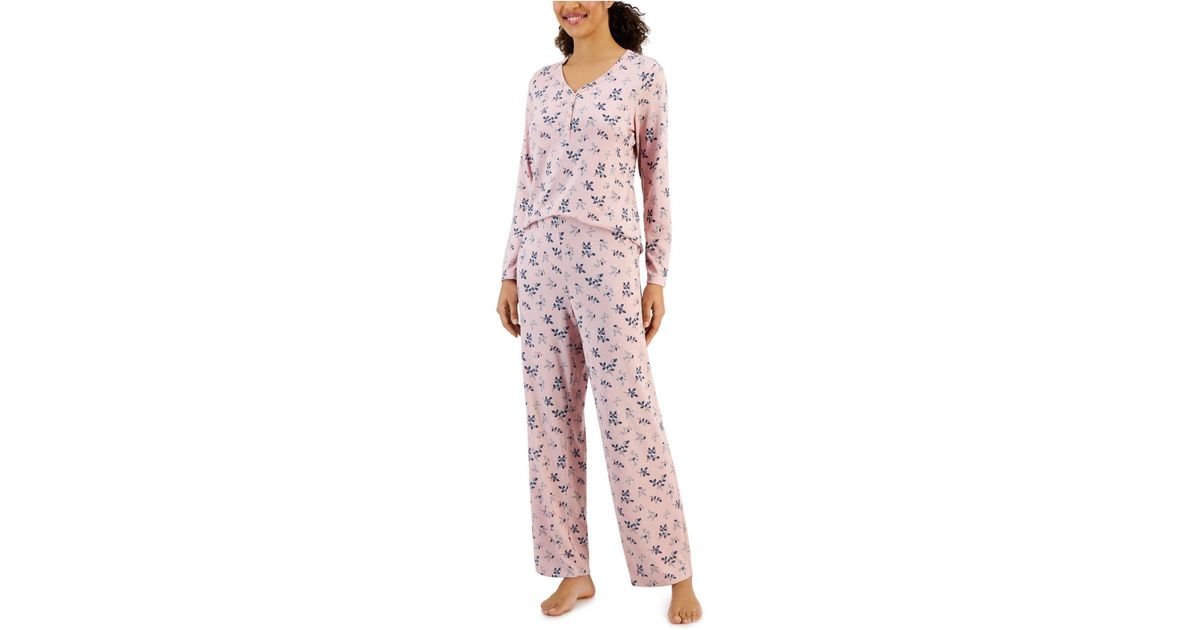 Charter Club Long Sleeve Soft Knit Pajama Set, Created For Macy's in Red Lyst
