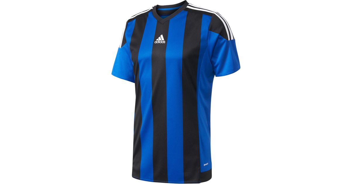 adidas Synthetic Climacool® Striped Soccer Jersey in Blue/Black ...