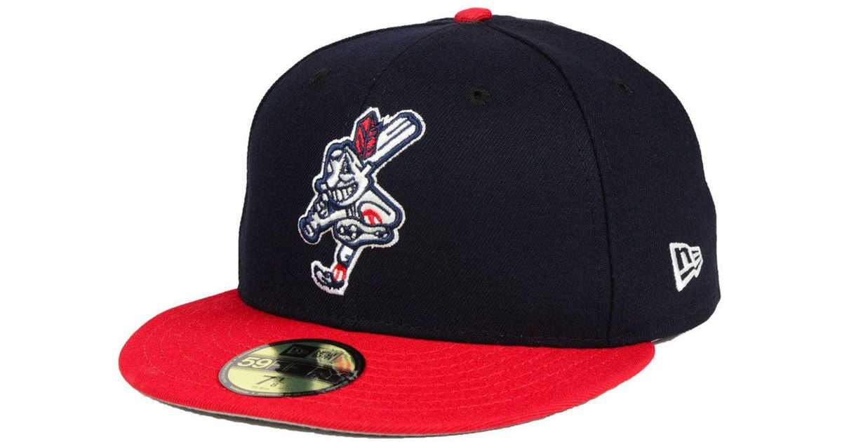 KTZ Cleveland Indians Wahoo Custom 59fifty Fitted Cap in Blue for Men | Lyst