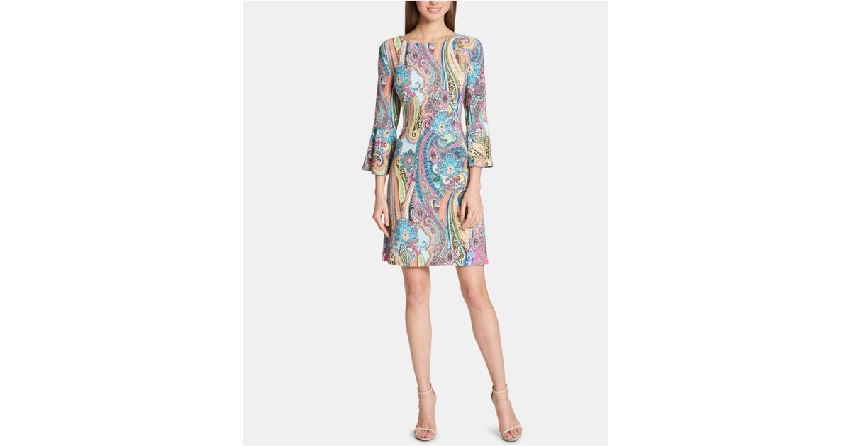 Tommy hilfiger paisley 2025 bell sleeve dress