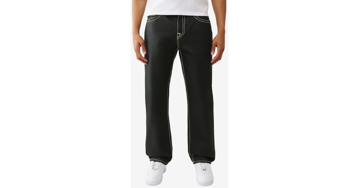 TRUE RELIGION Bobby Super-t Coated baggy Flap Jeans in Black for 
