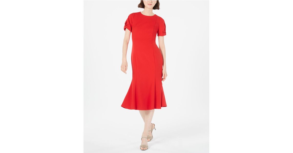 calvin klein trumpet midi dress