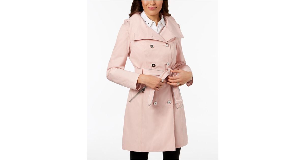 Guess Zip-pocket Double-breasted Trench Coat in Pink | Lyst
