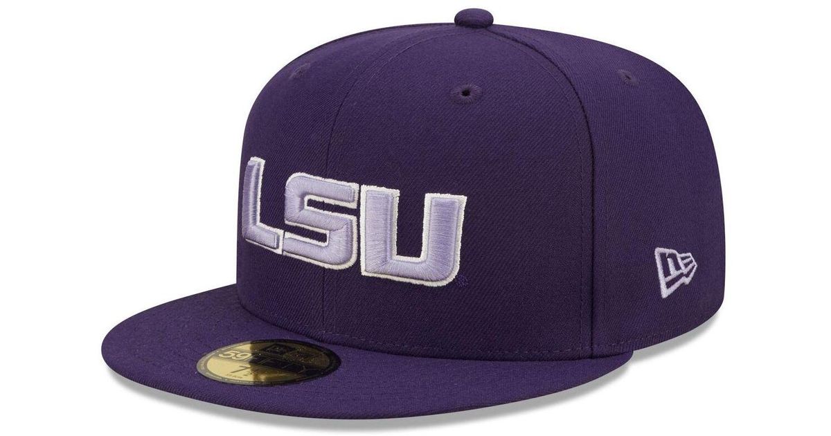 KTZ Purple Lsu Tigers Bright Undervisor 59fifty Fitted Hat in Blue for