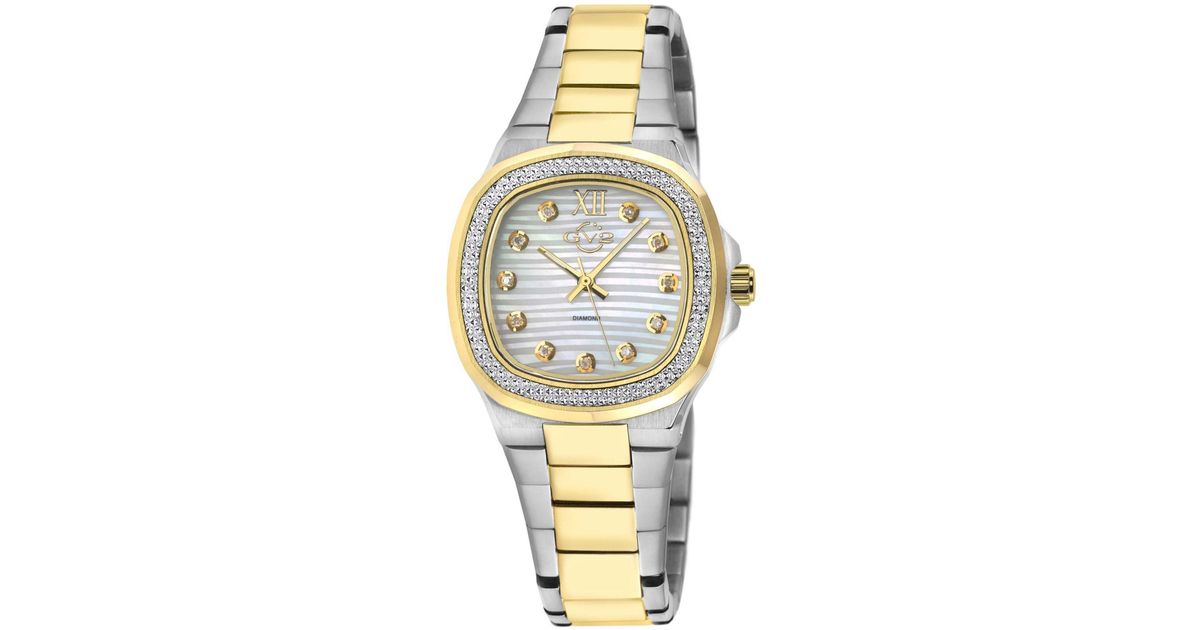 Gevril Potente Swiss Quartz Diamond Accents Twotoned Ss Ipyg Stainless