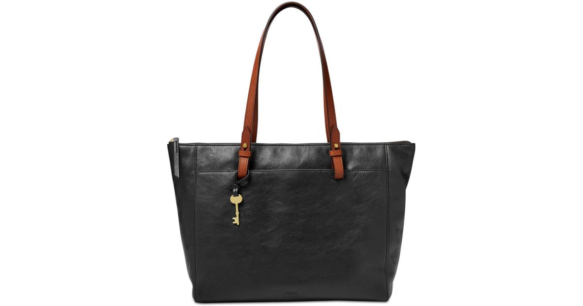 fossil zip top tote