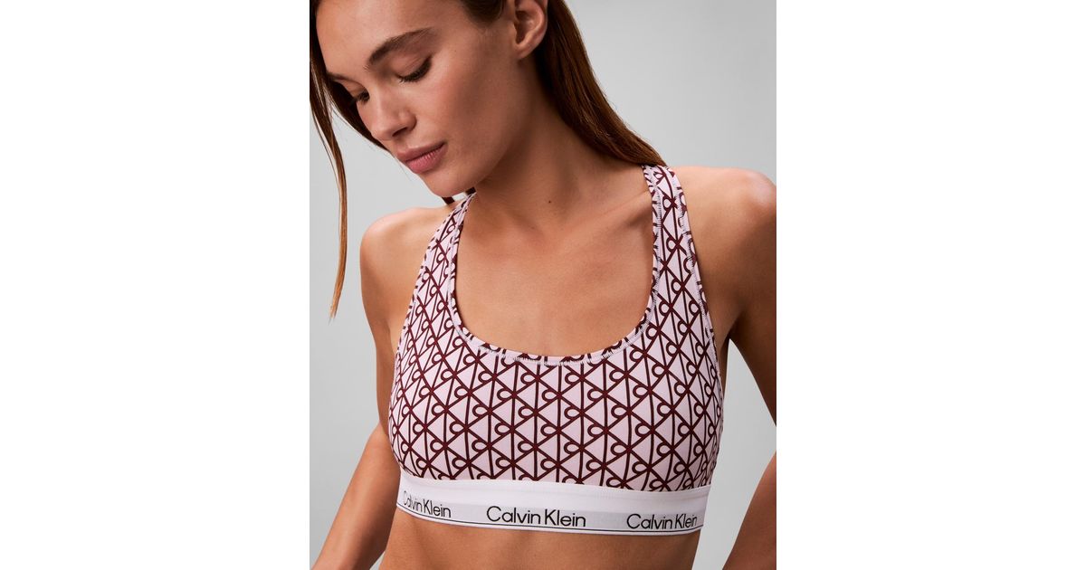 Calvin Klein Icon Cotton Unlined Racerback Bralette Qf8493 in Brown | Lyst