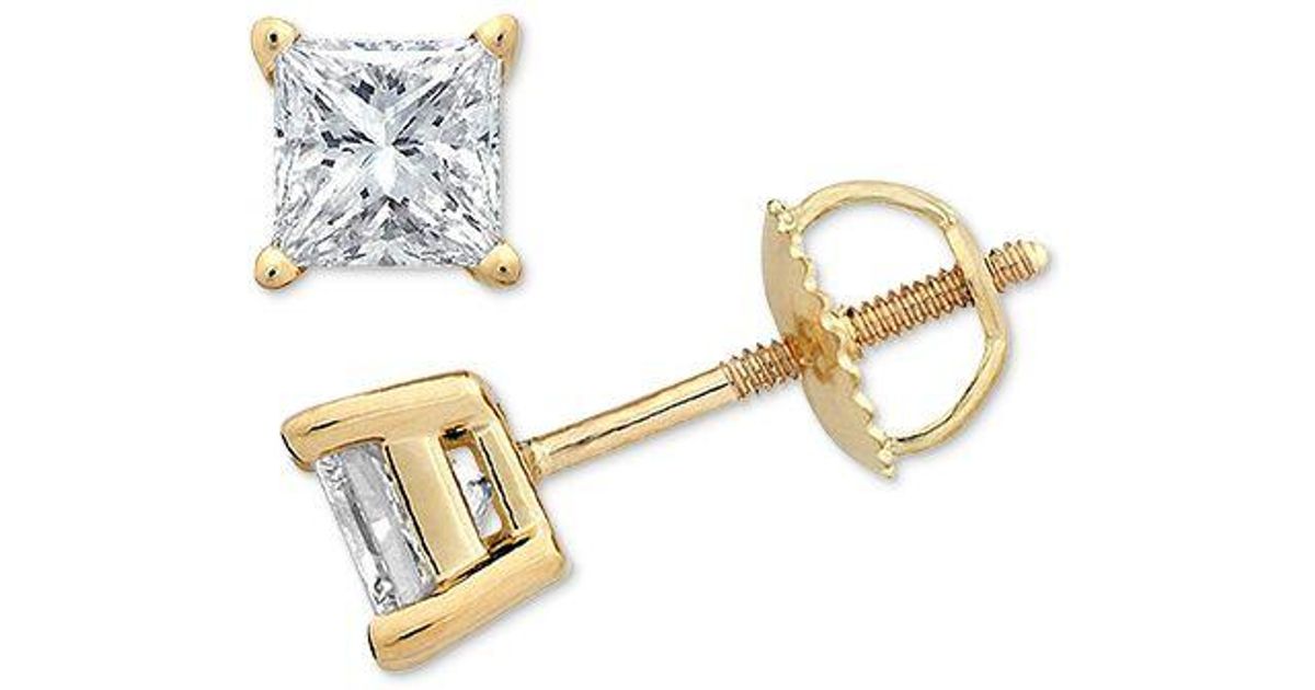 Macy S Diamond Stud Earrings 1 5 Ct T W In 10k Gold White