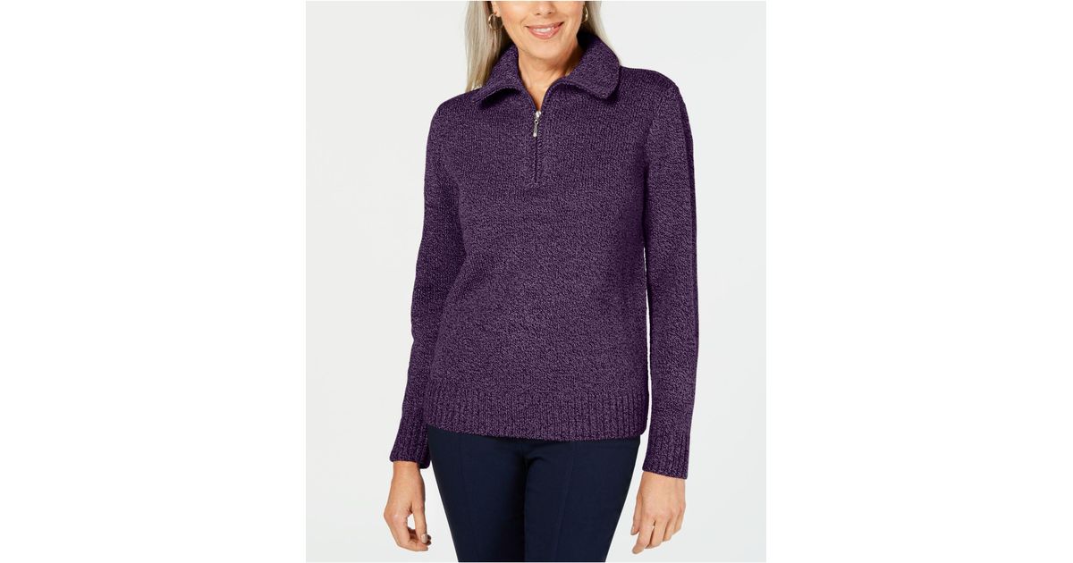 Petite Quarter-zip Wing-collar Sweater 