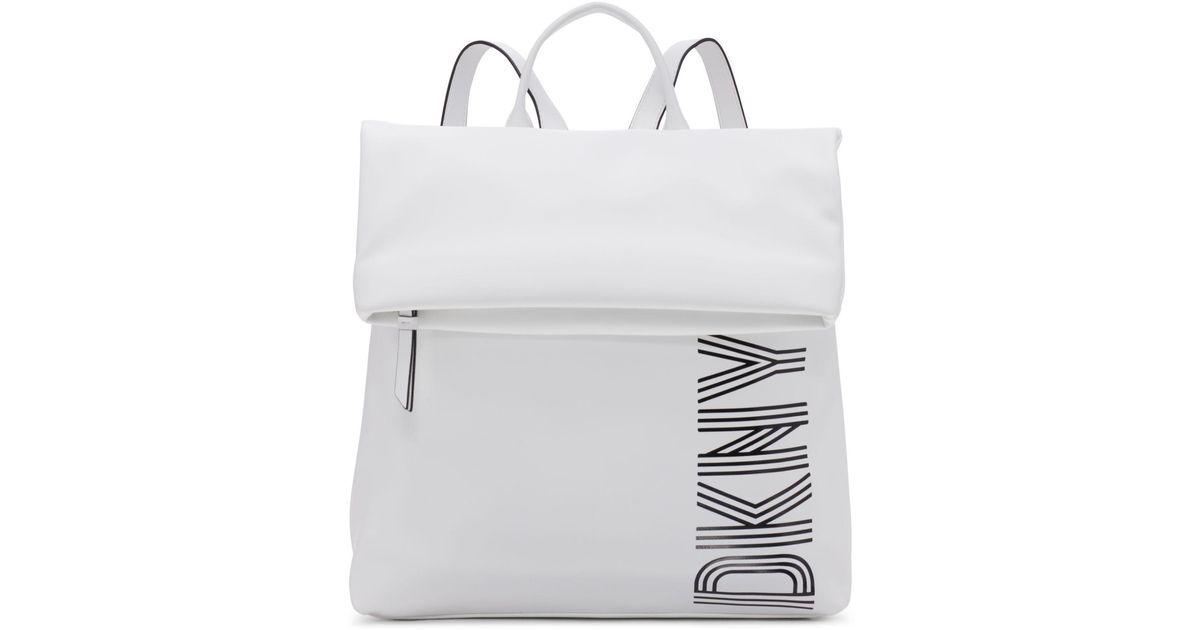 DKNY Tilly Logo Foldover Backpack in Gray Lyst