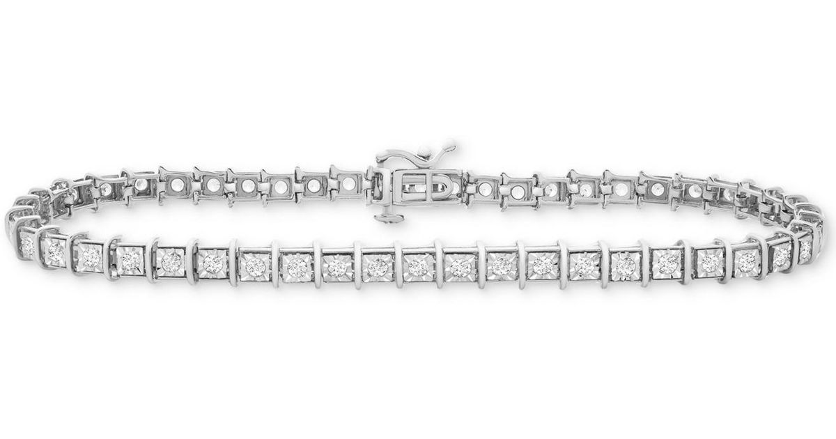 Macy's Diamond Miracle Plate Tennis Bracelet (1 Ct. T.w.) In 10k Gold Or White Gold in Metallic