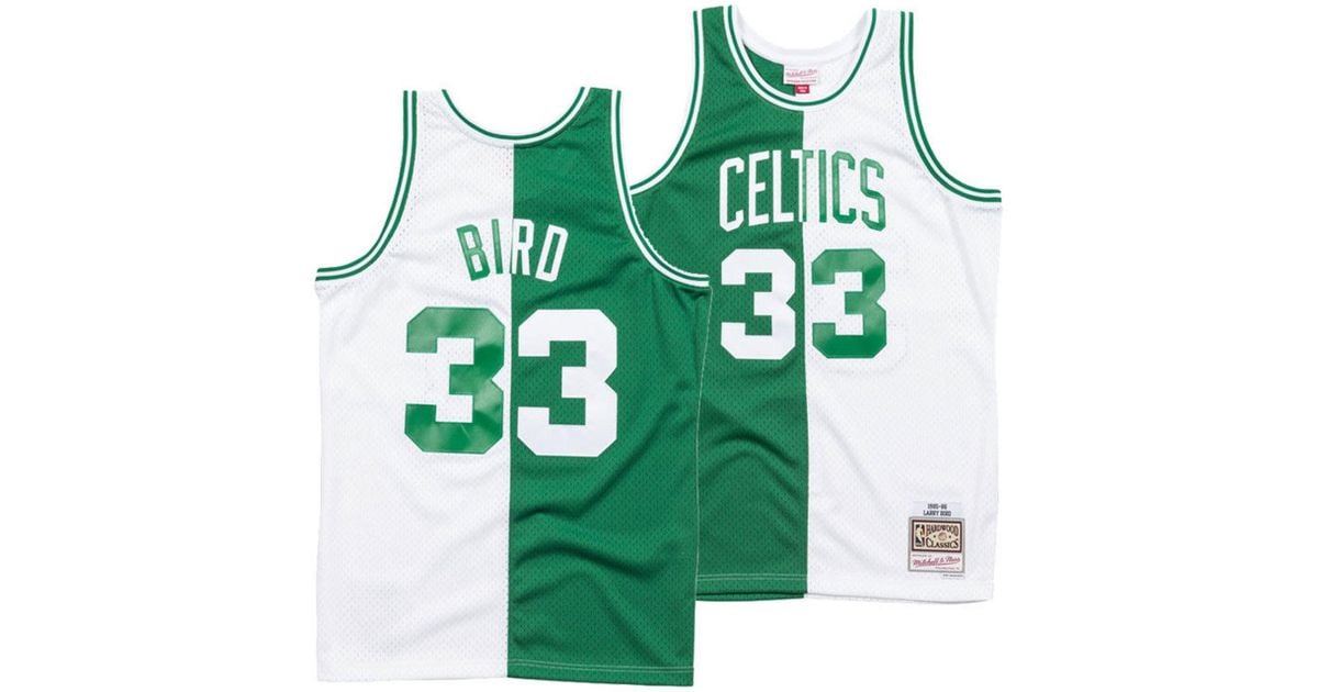 Mitchell & Ness Larry Bird Boston Celtics Split Swingman Jersey in Green  for Men | Lyst