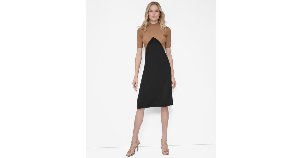 Caswork Dress DKNY Women's Short Sleeve Fitted Sweater Dress - Jewel Neck  Unlined Knit Dress For Work Or Weekend Short Sleeve Fitted Dress