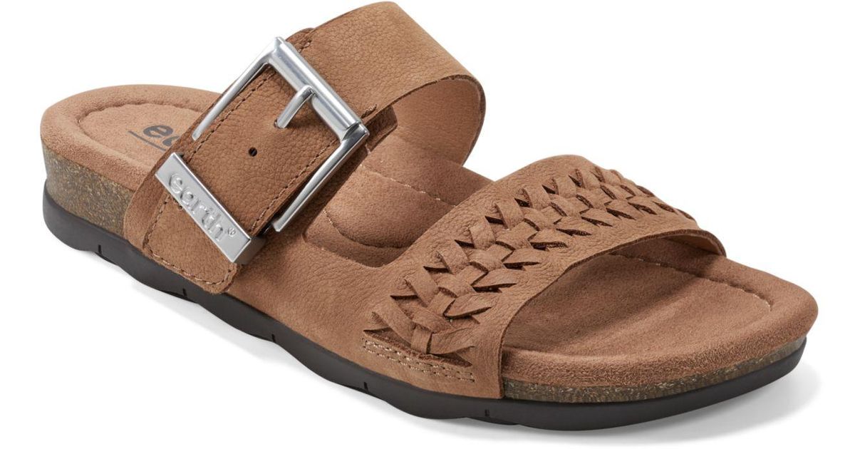 Earth Emani Round Toe Casual Flat Slipon Sandals in Brown Lyst