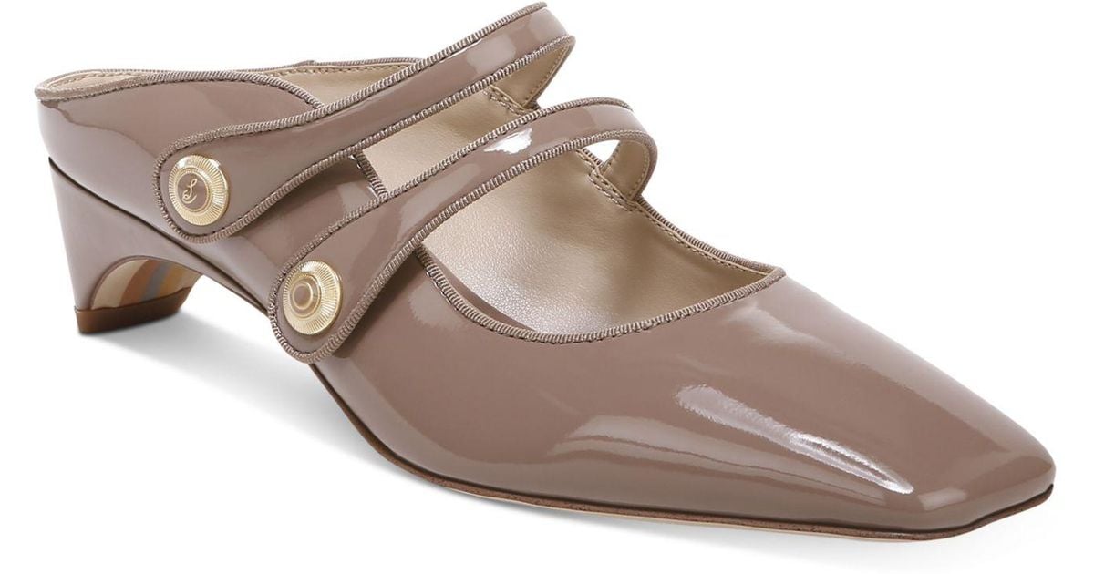 Sam Edelman Velvet Mckenna Mary Jane Mules in Soft Taupe Patent (Brown