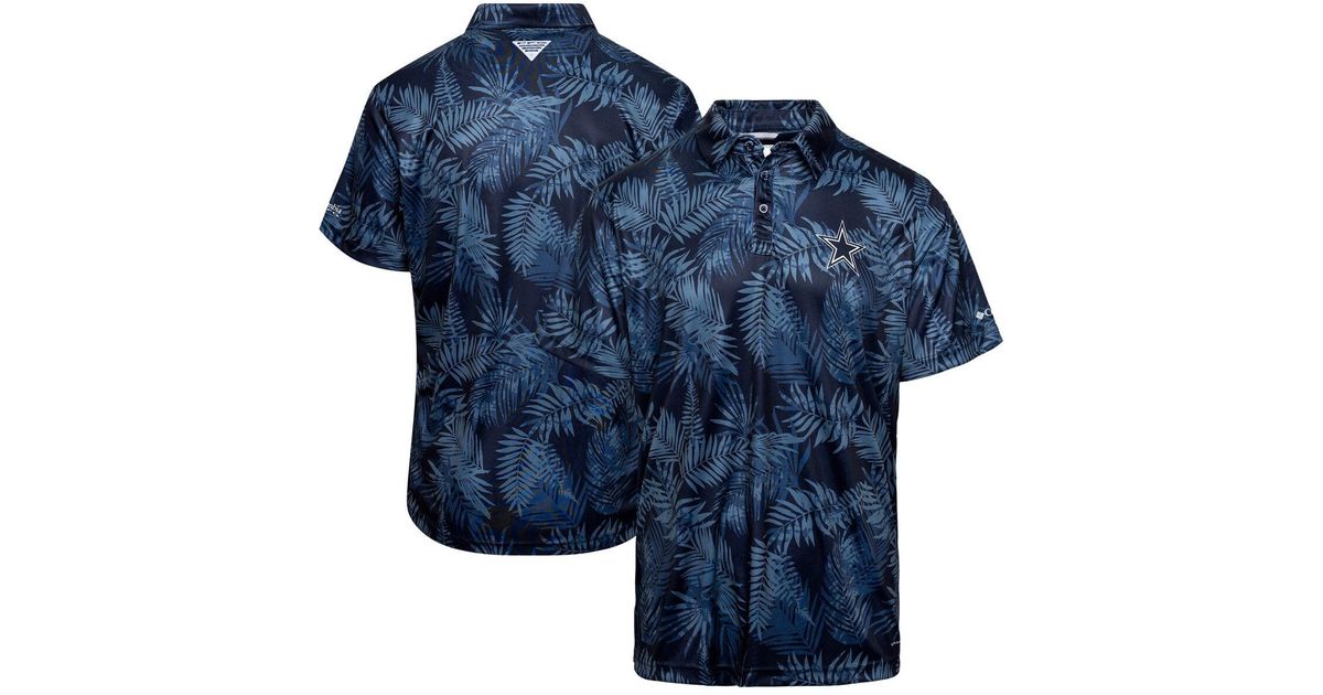 Camisa con botones Tamiami Omni-Shade de los Dallas Cowboys de Columbia azul marino para hombre