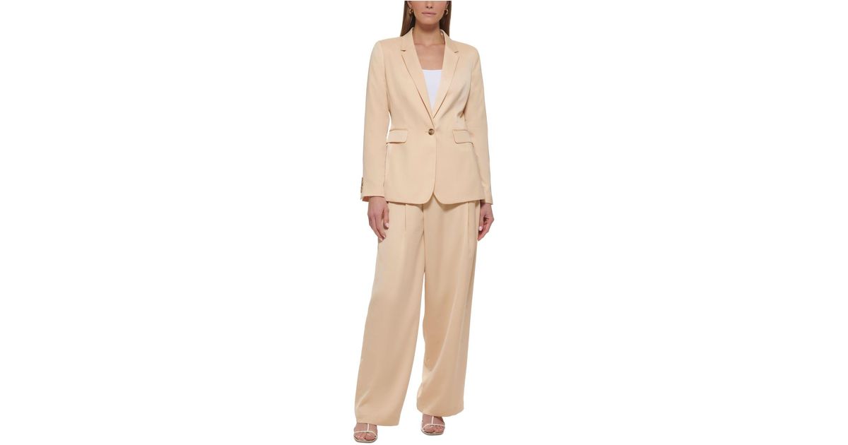 DKNY Petite One-button Blazer in Natural | Lyst