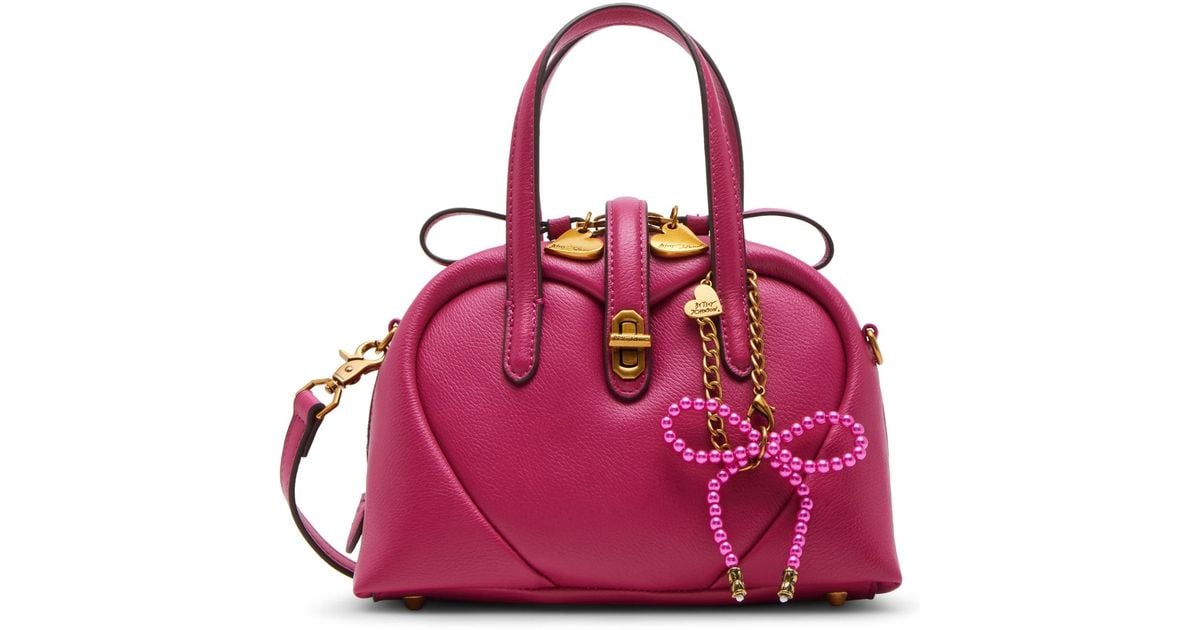 Betsey Johnson Heart Beat Satchel Bag in Pink Lyst