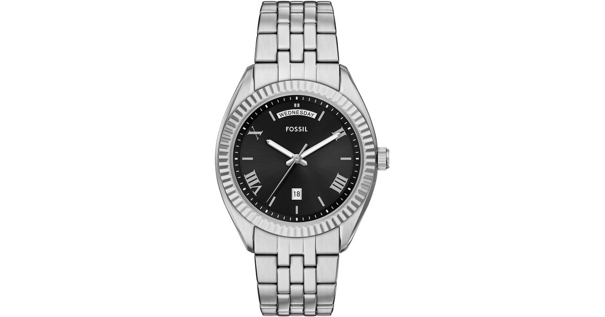 Fossil Campbell Three-hand Day-date Stainless Steel Watch in Gray for ...