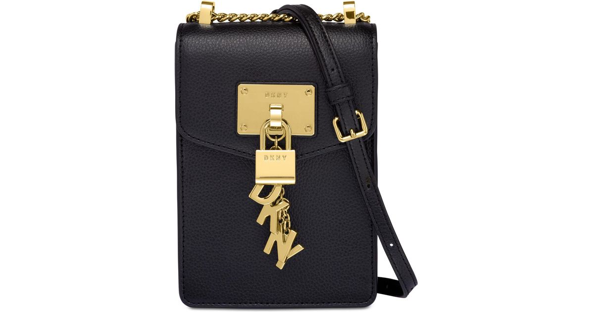 dkny elissa pebble leather charm chain strap crossbody