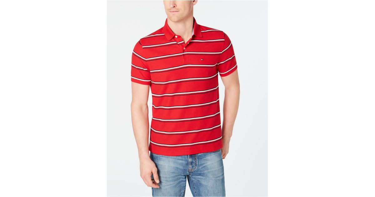 tommy hilfiger men's striped polo t shirt