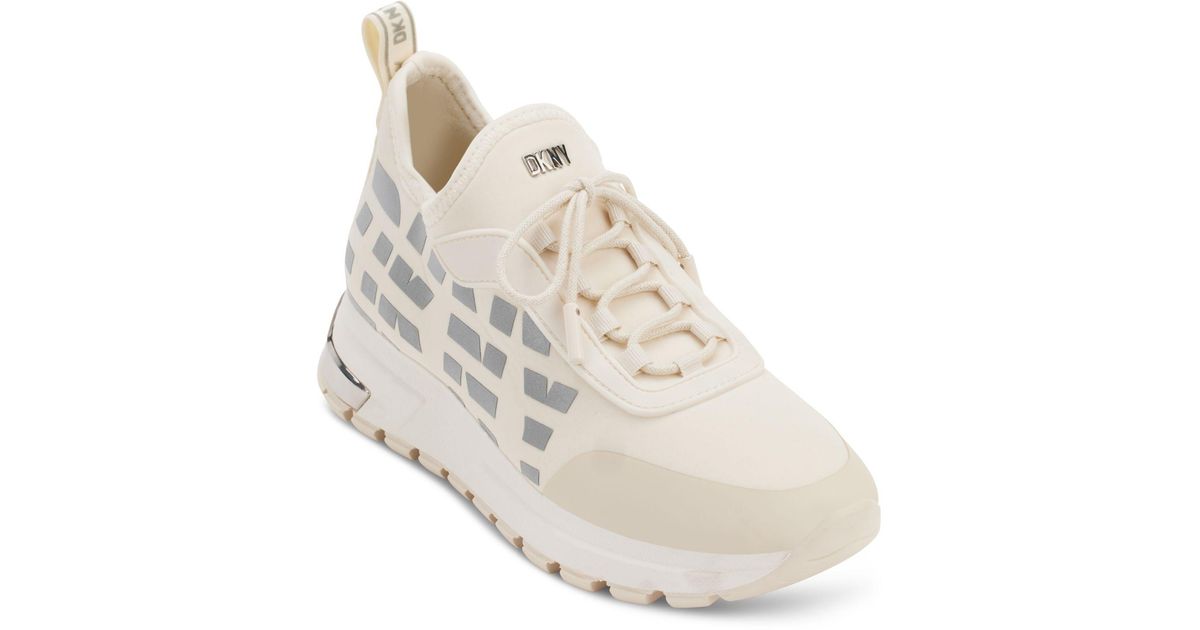 DKNY Meanna Lace-up Logo Running Sneakers in White | Lyst