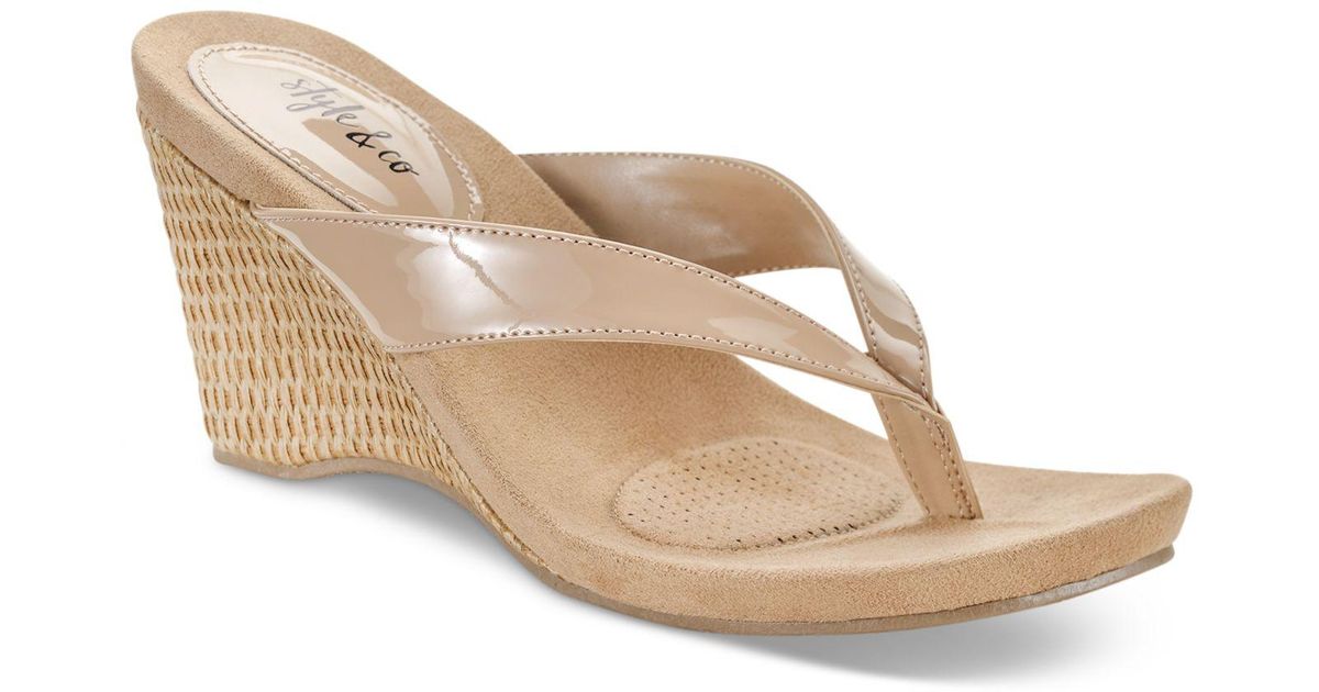 Style & Co. Chicklet Wedge Sandals in Natural
