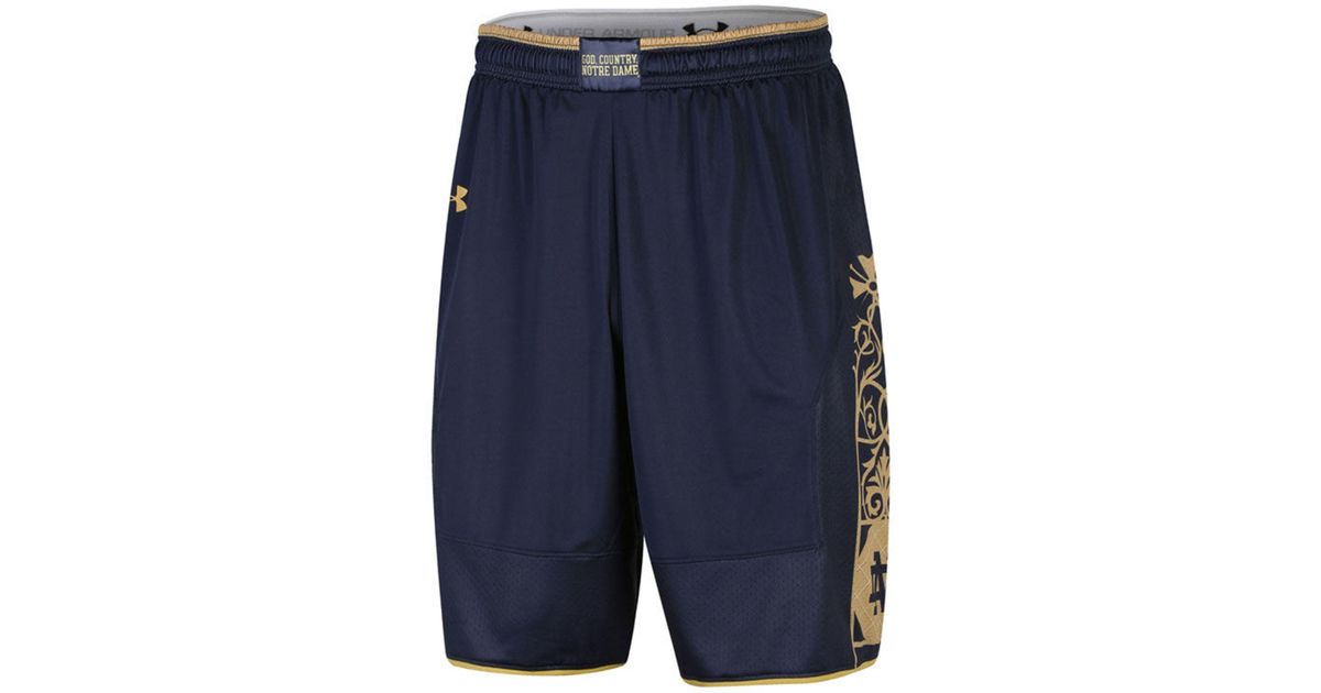 Under Armour Synthetic Notre Dame Fighting Irish Replica Basketball Shorts  in Navy (Blue) for Men | Lyst