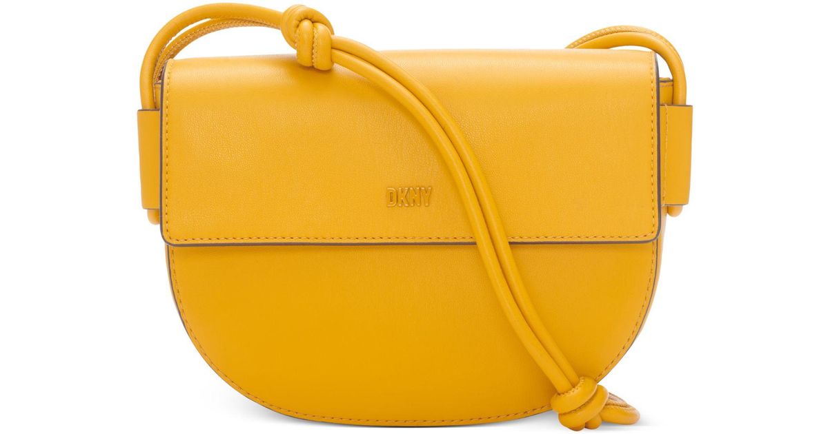 DKNY Kiera Flap Crossbody in Yellow Lyst