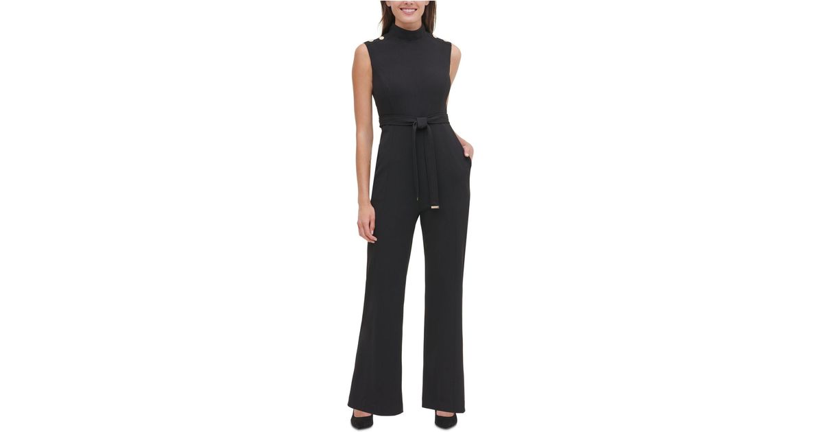 black mock neck jumpsuit