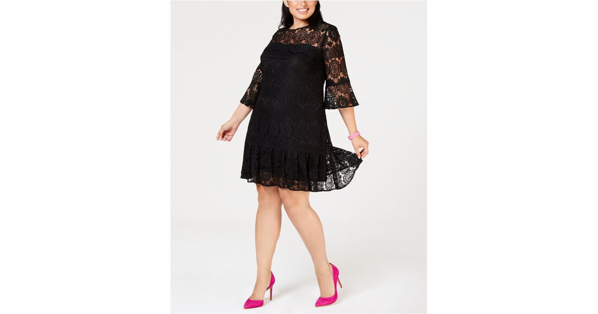 Betsey Johnson Plus Size Lace Shift Dress in Black - Lyst