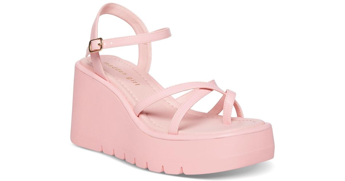 Madden Girl Vault Strappy Platform Wedge Sandals in Pink Lyst