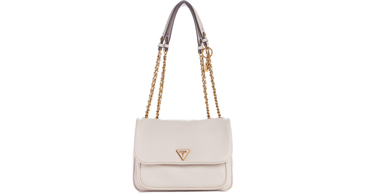 Guess Becci Small Convertible Chain Crossbody Flap in Natural | Lyst