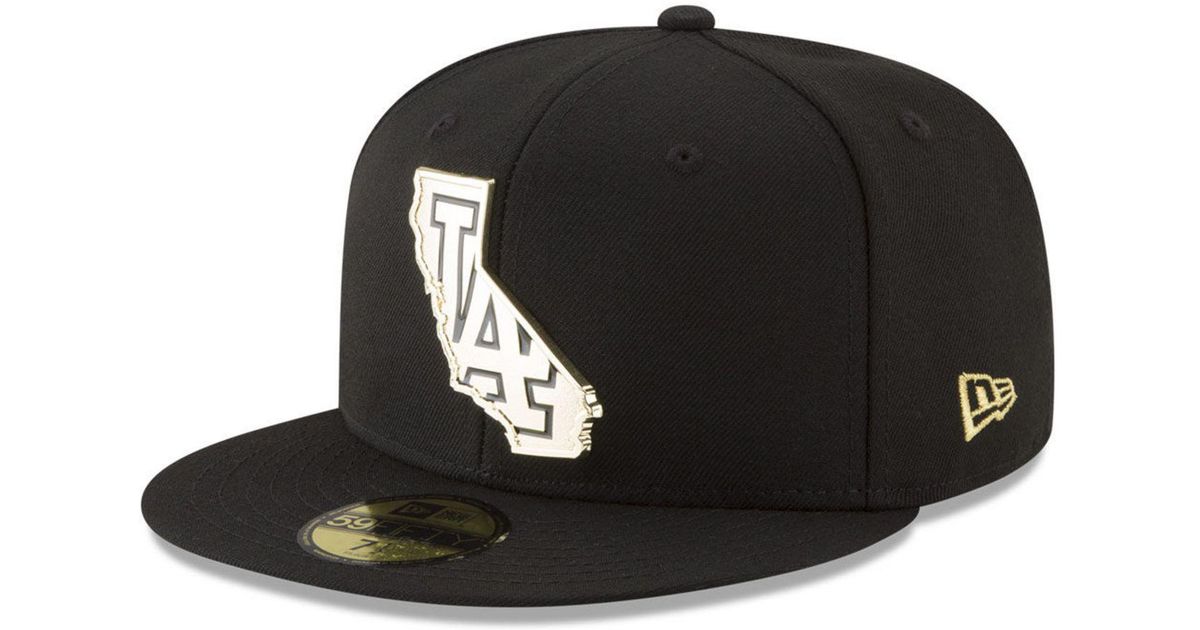 KTZ Los Angeles Dodgers Gold Stated 59fifty Fitted Cap in Black for Men