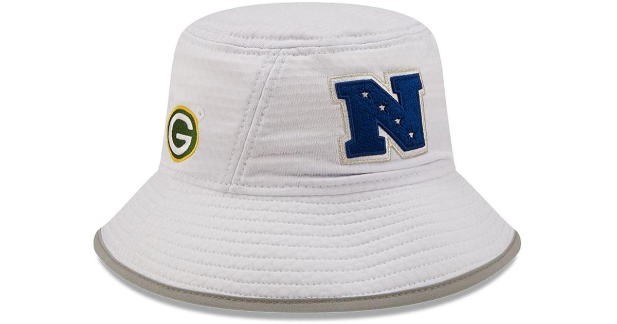 KTZ Cotton White Green Bay Packers Nfc Logo Pro Bowl Bucket Hat for Men Lyst