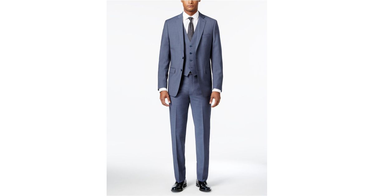 Calvin Klein Men's Extra-slim Fit Light Blue Neat Vested Suit for Men | Lyst