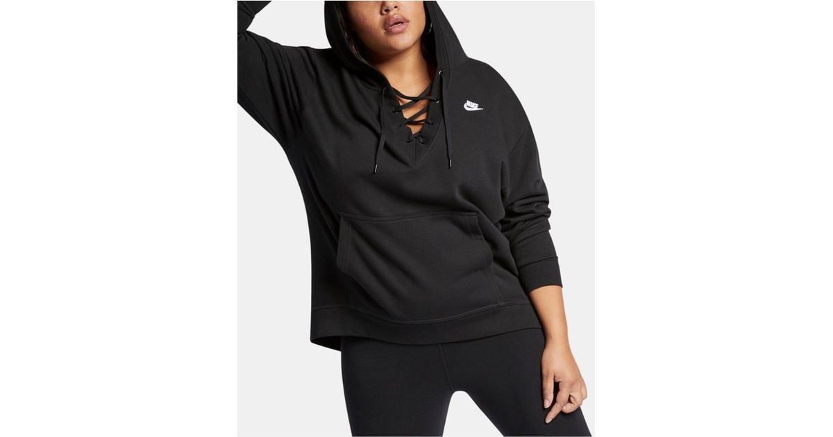 nike lace up hoodie plus size