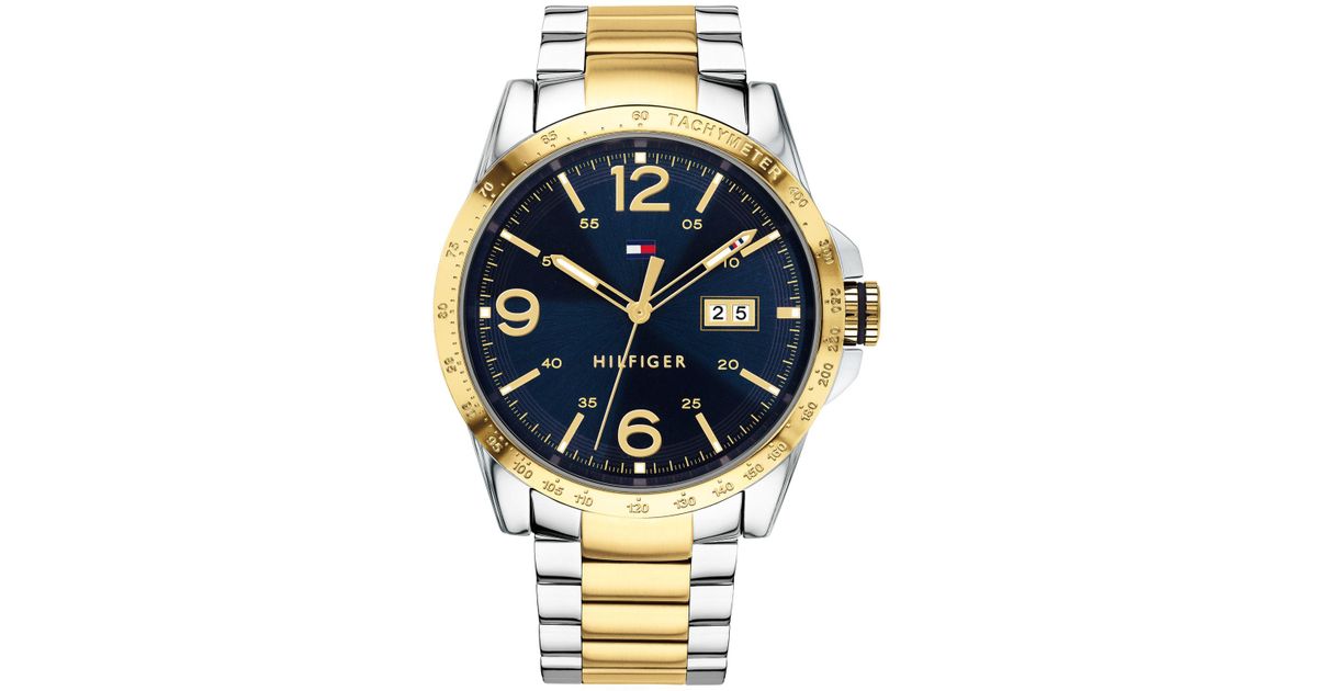 Tommy Hilfiger Men's Gold-tone Stainless Steel Bracelet Watch 44mm in Blue  for Men - Lyst